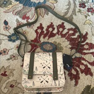 Olive Green and Cream Crossbody Bag